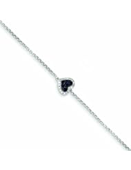 Genuine 14K White Gold White Gold Diamond & Sapphire Heart With .5In Ext. Bracelet 2 Grams Of Gold 100% Satisfaction Guaranteed.