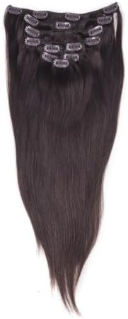 Fohair 16"-32" #2 Dark Brown Silky Straight Clip in on Indian Remy Human Hair Extensions Sets 9 Pieces