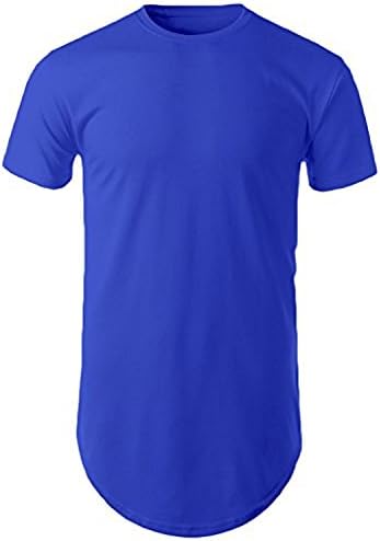 SHFF Men's Hipster Hip Hop Basic Long T-shirt With Zipper Trim X-Large Royal