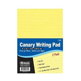 New-BAZIC 50 Ct. 5 X 8 Canary Jr. Legal Pad (3/Pack) Case Pack 24 - 310214