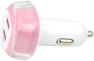 Pikos Double USB 5V 2.1A Car Charger for Cell Phone and Digital Devices (Pink)