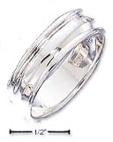 Sterling Silver 6.5mm Double Raised Edge Wedding Band Ring - Size 5.0