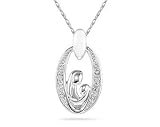 Mother and Baby Diamond Pendant 14K White Gold