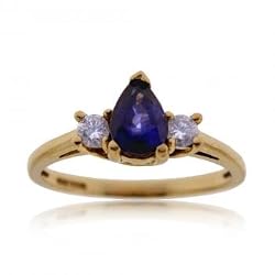 Blue Sapphire & Diamond Ring in Yellow Gold