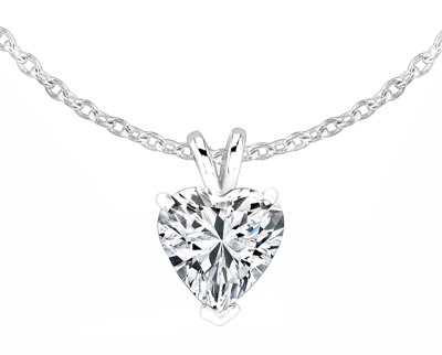 311taSCCEyL Prong Setting Heart Diamond Solitaire Pendants in 18K White Gold   Pen77