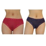 2 PACK: Womens Bhs Sexy Lace Hipster Briefs Underwear Panties - Size:S