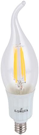 LORIZA® 4pcs/pack Candelabra Base Lamp 6000k Cool White LED Filament Bulb 5W Bent Flame Tip E12 Filament Bulb Replacement 40w Incandescent Light for Chandeier