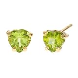 Vermeil Genuine Peridot Stud Heart Earrings
