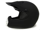Adult Solid Matte Flat Black MX Motocross Motorcross Dirt Bike ATV Off-Road Helmet DOT (Large)