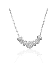 MMA Silver - 16 inch Faceted Bead Necklace with 3 Filigree Beads
