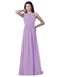 Chiffon One Shoulder Backless Lace Bridesmaid Dress/Prom Dress 