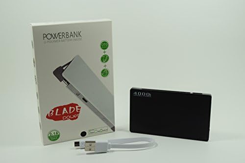 Phantom Black Blade Power 4000mah Ultra Slim Portable Charger Power Bank For iPhone 6/6Plus/5/5S, iPad, Samsung Galaxy, Cell Phones, Tablets.