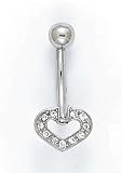 14KW BELLY RING DIAMOND HEART .08CT -ES-1255
