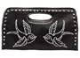 Retro "Black Sparrows" Vinyl Handbag with Tattoo Inspired Embossing