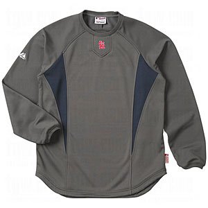 MLB St.Louis Cardinals Adult Long Sleeve Crew Tech Fleece Pllovr (Pro Granite/Pro Navy, Small)