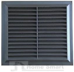 9" x 9" Brown Plastic Louvre Air Vent Grille with Flyscreen Cover