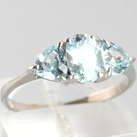 10K White Gold Blue Topaz Ring - OldCities Estate Jewelry by 