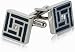 Navy Maze Silver Cufflinks with Crystal Center by Cuff-Daddy