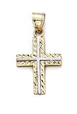 14k Two-Tone X Diamond-Cut Cross Pendant