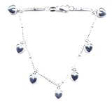 Puffed Heart Charm Bracelet Sterling Silver Jewelry