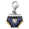 14K Two-Tone Gold Blue Sapphire Baby Boy Diaper Charm with Diamond Accents