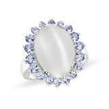 13 1 2 Carat Moonstone and Tanzanite Sterling Silver Ring