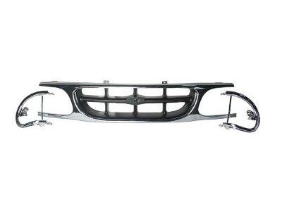GRILLE Ford Explorer CHROME/PAINTED; XL/XLT/EDDIE BAUER; SINGLE CENTER BAR; INCLUDES EXTENSIONS. (WITHOUT MFR MANUFACTURER EMBLEMS / LOGOS. THEY ARE TRADEMARK PROTECTED.)