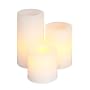 Everlasting Glow Flameless Wax Straight Edge Pillar Candle, White, Set of 3