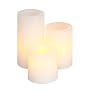 Everlasting Glow Flameless Wax Straight Edge Pillar Candle, White, Set of 3