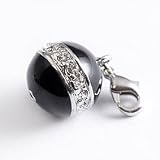 Charms Anhänger für Bettelarmband schwarze Kugel mit Strass