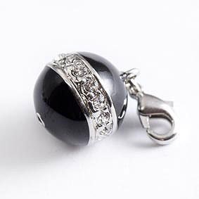 Charms Anhänger für Bettelarmband schwarze Kugel mit Strass Charms