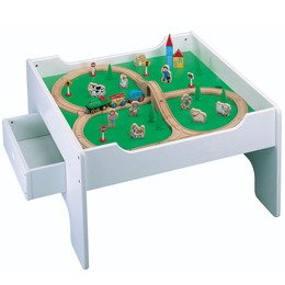 Discount Activity Table with 50-piece Wooden Train Set Discount Activity Table with 50-piece Wooden Train Set