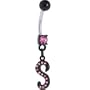 Black Anodized PINK Jeweled Initial Belly Ring-LETTER "S"