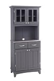 Home Styles Steel Top Buffet Server in Gray Finish with Hutch