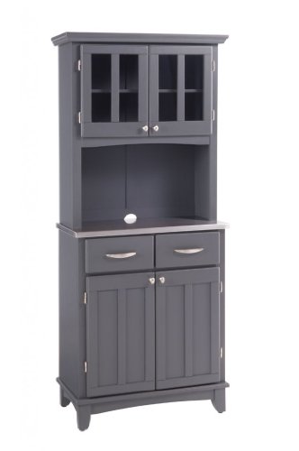 Home Styles Steel Top Buffet Server in Gray Finish with Hutch