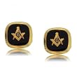 Black Jet and Blue Enamel Masonic Cuff Links in Yellow Gold