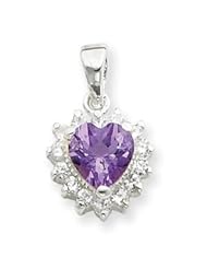 Sterling Silver Amethyst & CZ Pendant QC2177"
