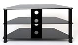 Demagio DM023-BG-BL-Black Glass and Black Column Stand for LCD and Plasma TV - 1000mm Wide, Recommended for Screen Sizes up to 42