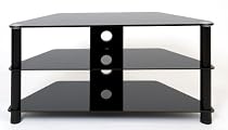 Demagio DM023-BG-BL-Black Glass and Black Column Stand for LCD and Plasma TV - 1000mm Wide, Recommended for Screen Sizes up to 42"