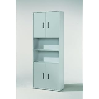 Wellemöbel Aktenschrank Combi+ 80 cm mit 4 Türen (Farbe: office-grau)