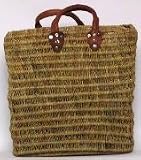 Moroccan Straw Summer Beach / Shopper / Tote Bag 18x16x6