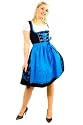 Trachten Dirndl, schwarz mit aufwendiger, t&uuml;rkiser Blumenstickerei, aus hochwertiger Baumwolle, optimale Formung des Oberk&ouml;rpers