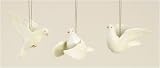 Set of 12 Heaven and Earth Woodcut White Peace Dove Christmas Ornaments
