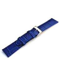 Blue Genuine Leather Crocodile Pattern 20L (Long) Watch Strap SS Clasp