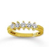 18k Yellow Gold 5 Stone 1/2Ct Diamond Anniversary Band