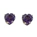 14k Yellow Gold 5mm Heart Shaped Amethyst Stud Earrings / 