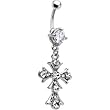 Crystalline Gem Vintage Cross Belly Ring