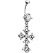 Crystalline Gem Vintage Cross Belly Ring