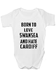 Print4U Born To Love Swansea & Hate Cardiff Baby Onesie Sizes 0-18 Months 12-18 white