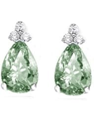 2.55Ct Pear Cut Amethyst & Diamond Hanging Earrings 14K Gold